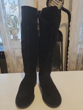 GORE-TEX Black Over-the-Knee Suede Boots